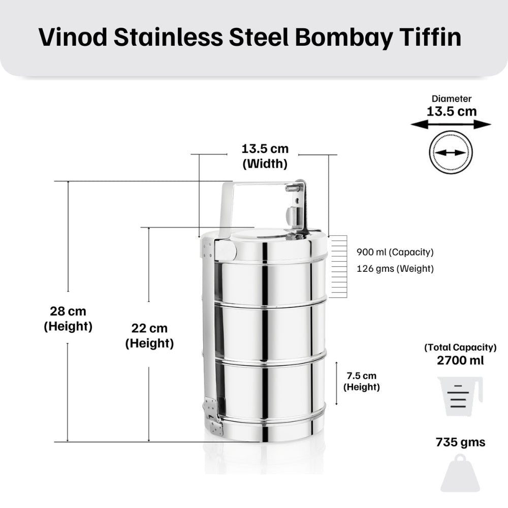 Vinod Stainless Steel Bombay Tiffin
