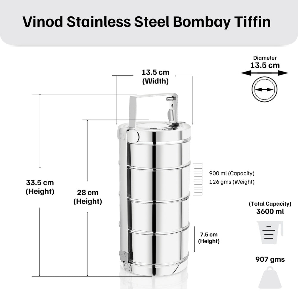 Vinod Stainless Steel Bombay Tiffin