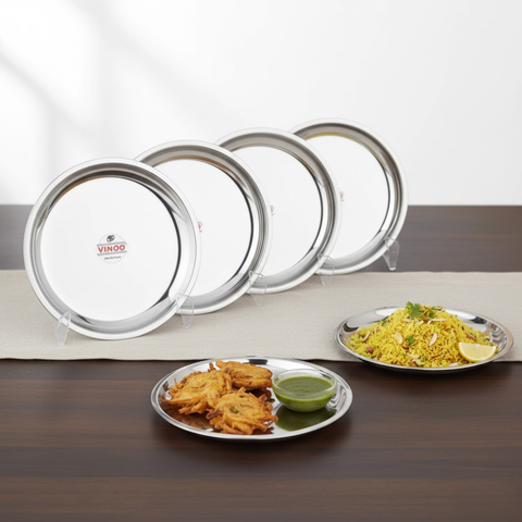 Vinod Stainless Steel China Dish Set of 6, front view
