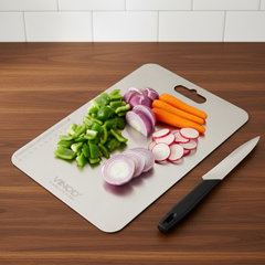 Vinod Stainless Steel Chopping Board – Compact 30.5 x 20 cm Cutting Board for Kitchen, Rust-Proof, Heavy Duty, Space-Saving, Ideal for Meat, Fruits & Vegetables