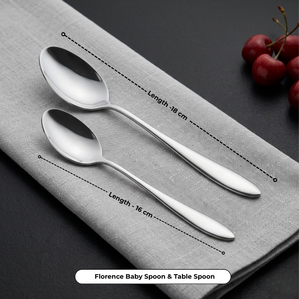 Vinod Stainless Steel Florence Cutlery 21 piece set, top view