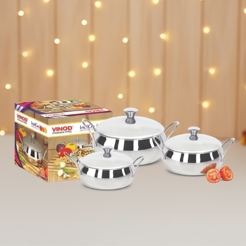 Vinod Stainless Steel Indigo bowl, 3 piece Gift Set