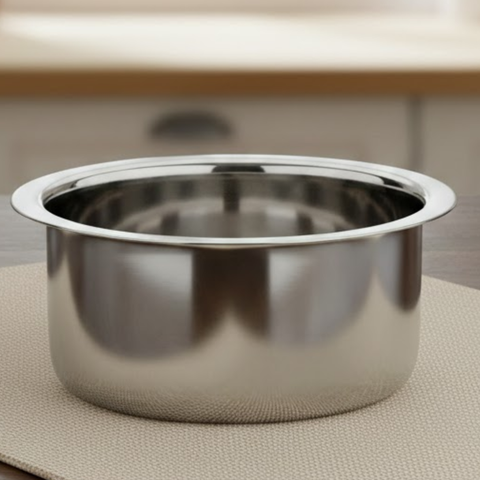 Vinod Stainless Steel Flat Bottom Tope without Lid, with lid