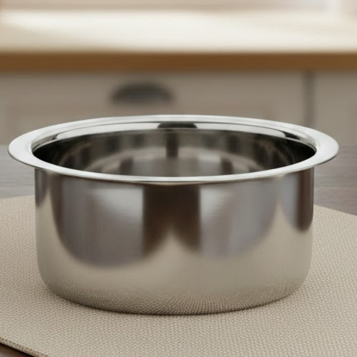 VINOD Stainless Steel Round Bottom Tope No 16 Capacity 4.6 Liter, Highest Grade Steel, Mirror Finish & Rust Free