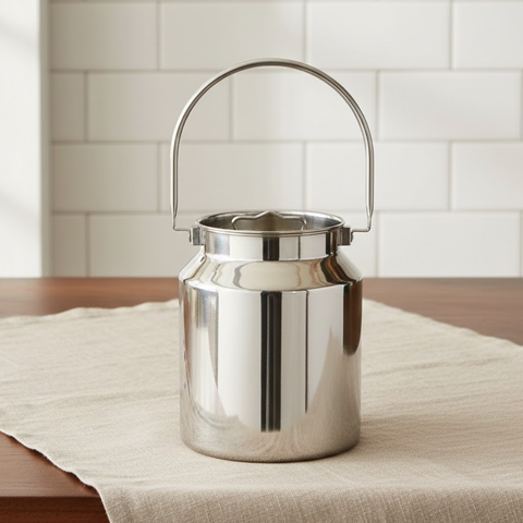 Vinod Stainless Steel Milk Can / Barni / Oil Can, front view