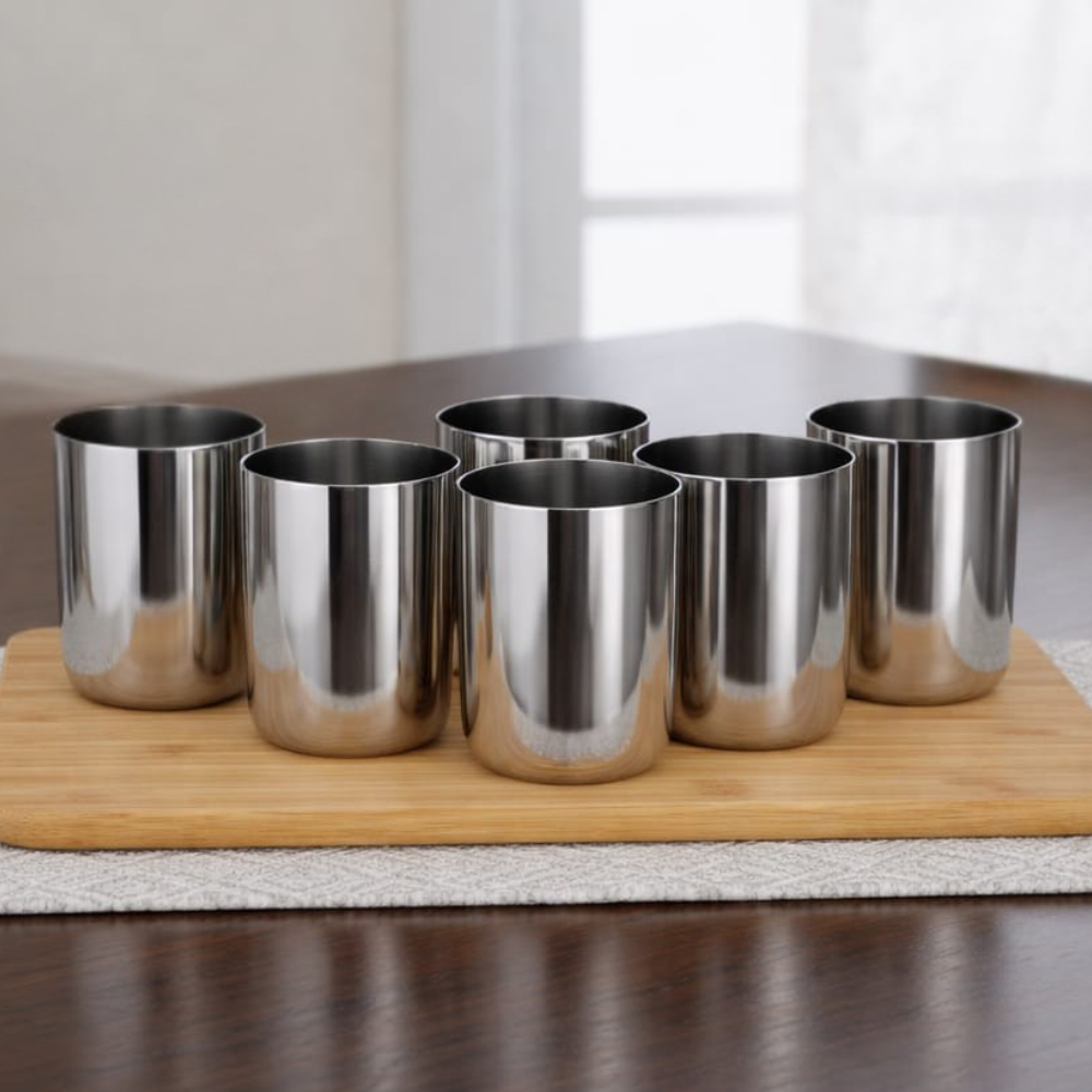 Vinod Stainless Steel Juicee Glass Set of 6, front view