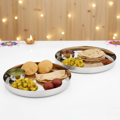 विनोद स्टेनलेस स्टील खुमचा थाली 2 का सेट, आकार: 30 सेमी