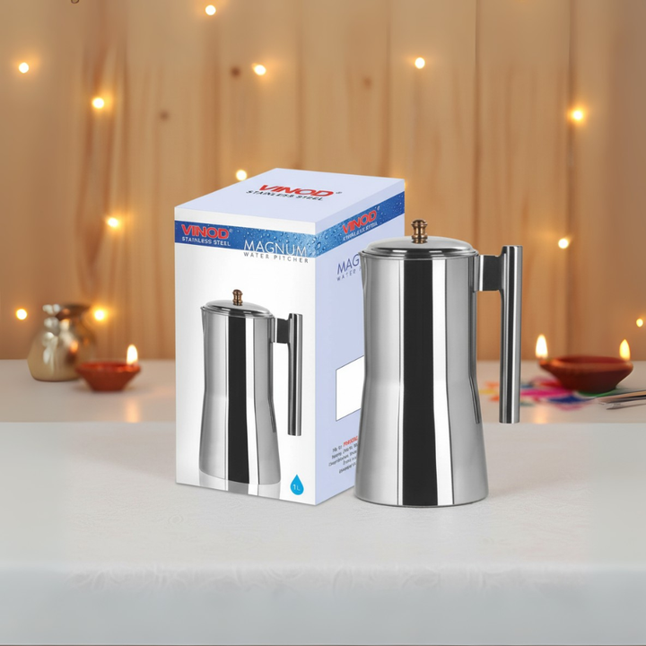 Vinod Stainless Steel Magnum Water Pitcher / Jug with Cover – 1700 ml