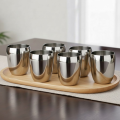 Vinod Stainless Steel Mango Glass – Six Glasses in one Box (300 ml)