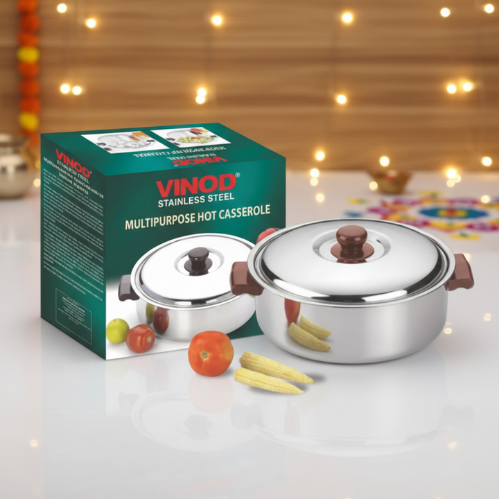 Vinod Stainless Steel Multipurpose Hot Casserole with lid, 2800 ml Capacity
