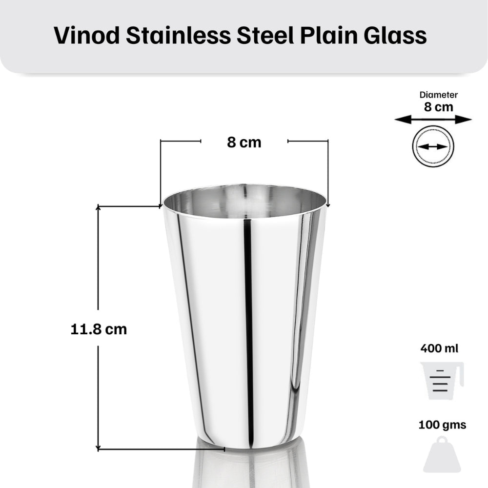 Vinod stainless steel plain glass set of 6, 400 ml, product view 12