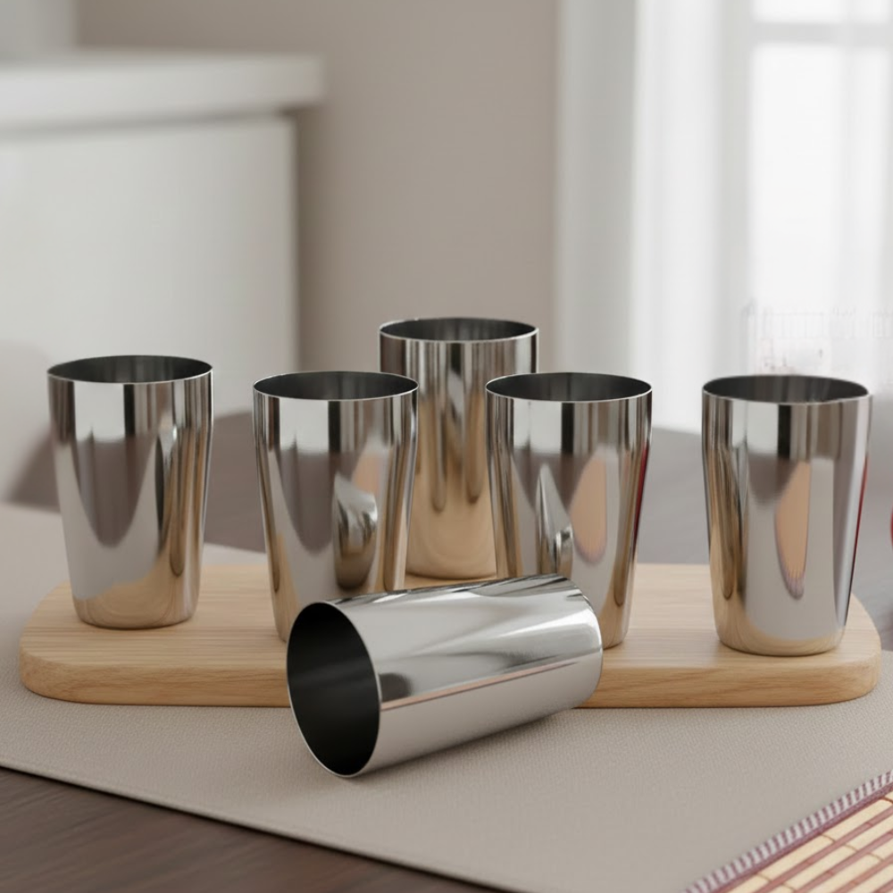 Vinod Stainless Steel Ice Thumbs Up Glass Set of 6, front view