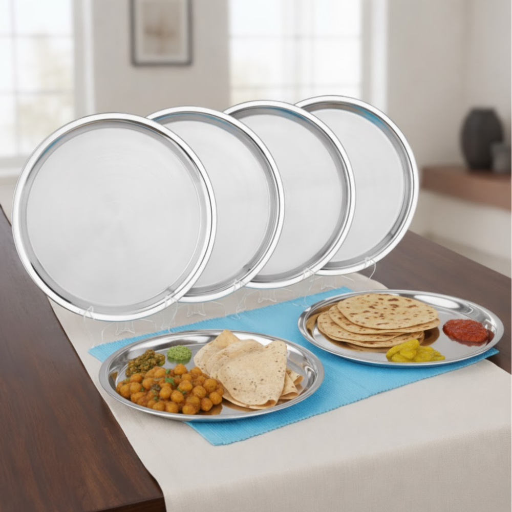 Vinod Stainless Steel Two Tone German Bogi Dish Set of 6, front view