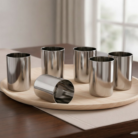 Vinod Stainless Steel Amrapali Glass Set of 6, front view