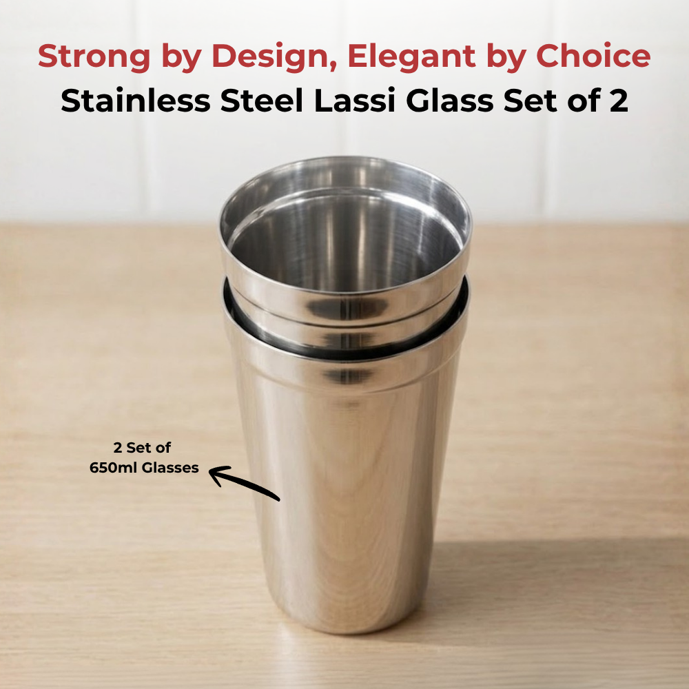 Vinod stainless steel jumbo lassi glass set of 2, 650 ml, product view 8