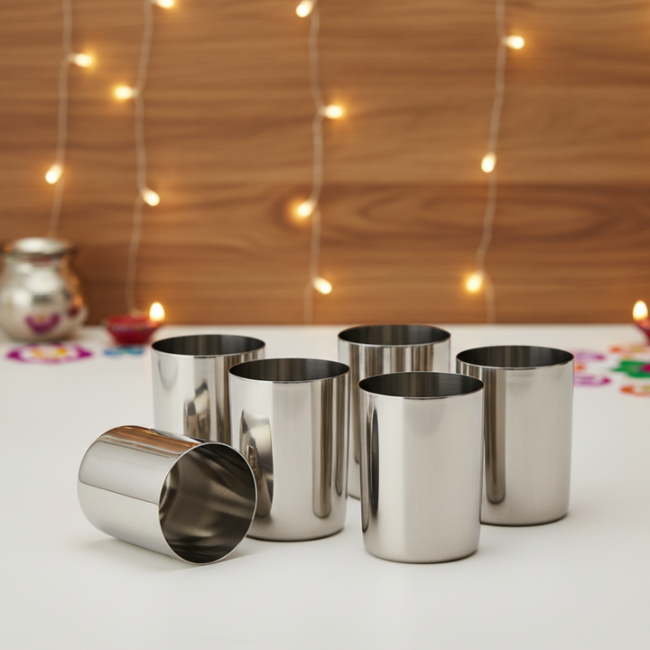 Vinod Stainless Steel Amrapali Glass Set of 6 Glass – 7″