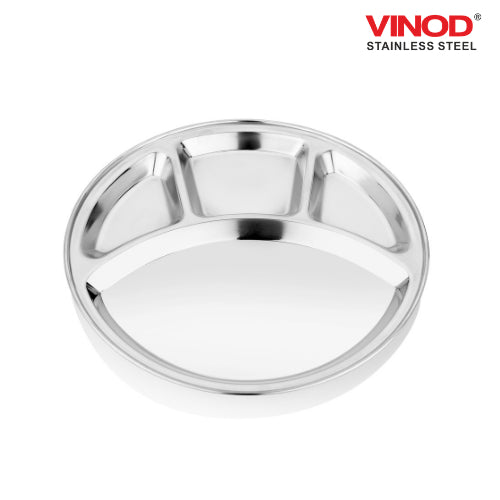 Vinod Stainless Steel Bhojan Thali, 4 Compartment Lunch & Dinner Plate