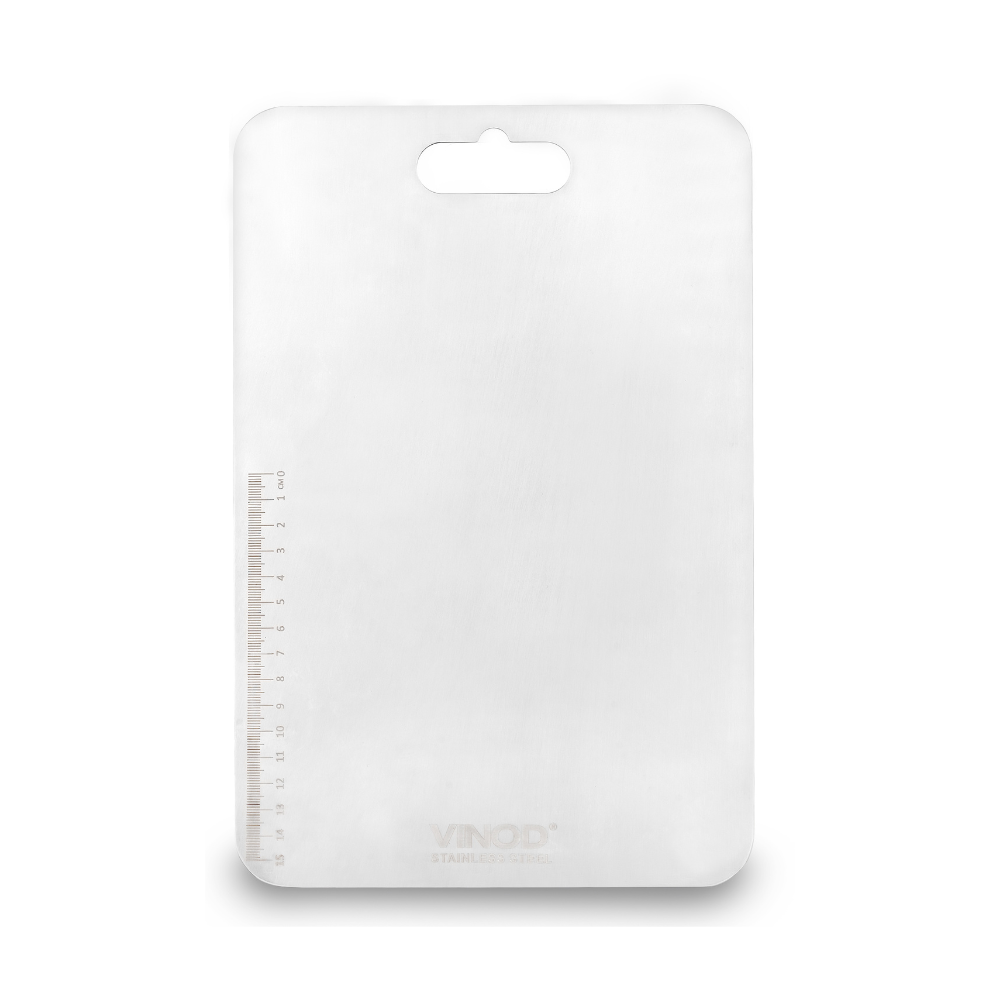 विनोद स्टेनलेस स्टील चॉपिंग बोर्ड - रसोई के लिए कॉम्पैक्ट 30.5 x 20 सेमी कटिंग बोर्ड, जंग-रोधी, अत्यधिक टिकाऊ, जगह बचाने वाला, मांस, फल और सब्जियों के लिए आदर्श