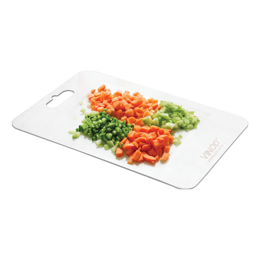 VINOD Stainless Steel Chopping Board in 35 X 25 cm Size Steel Cutting Board for Chopping, Slicing & Mincing, Knife-Friendly Surface, Rust Free Build and Hygienic