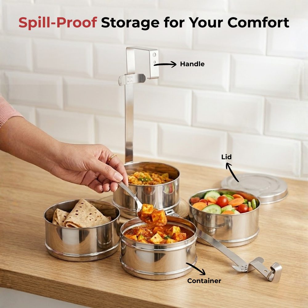 Vinod Bombay Stainless Steel Tiffin 4 Compartment, product view 9