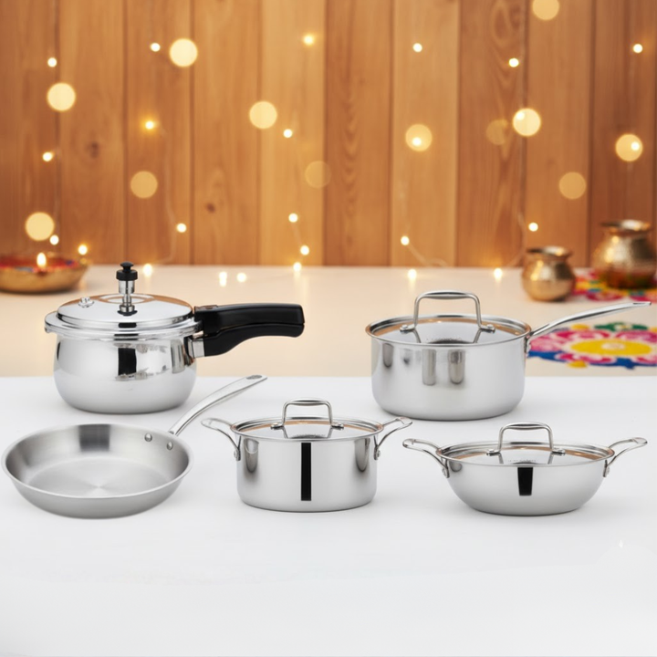 VINOD Doniv Titanium Triply Stainless Steel 5 Piece Cookware Set