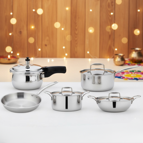 VINOD Doniv Titanium Triply Stainless Steel 5 Piece Cookware Set