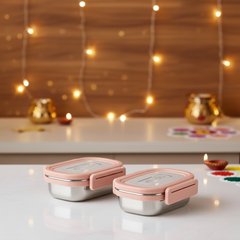 विनोद स्टेनलेस स्टील मील कैरियर (गुलाबी) – छोटा – दो का सेट