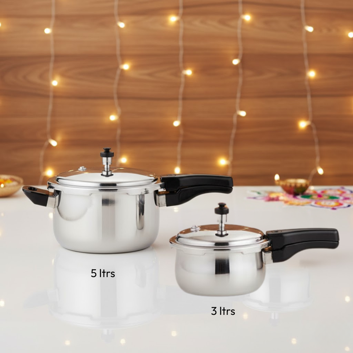 VINOD Doniv Titanium Triply Stainless Steel 2 Piece Pressure Cookers Combo Set &#8211; 3 Litre &#038; 5 Litre