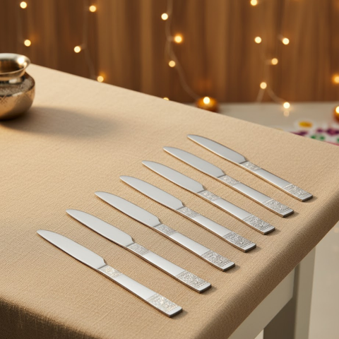 Vinod Moscow 6 piece Stainless Steel Dinner Knife Set, Heavy Gauge Knife set