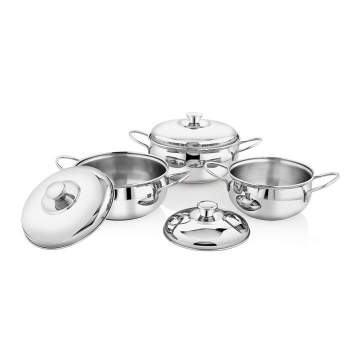 विनोद स्टेनलेस स्टील 61 पीस डिनर सेट प्रीमियम किचन सेट टिकाऊ, डिशवॉशर सुरक्षित, गृहप्रवेश उपहार के लिए भारी गेज डिनर सेट, सिल्वर