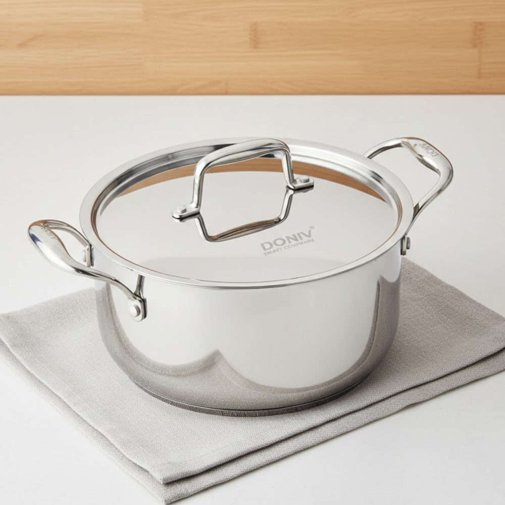 VINOD Doniv Titanium Triply Stainless Steel Sauce Pot with Cover 20 cms, Capacity 3.20 Liter