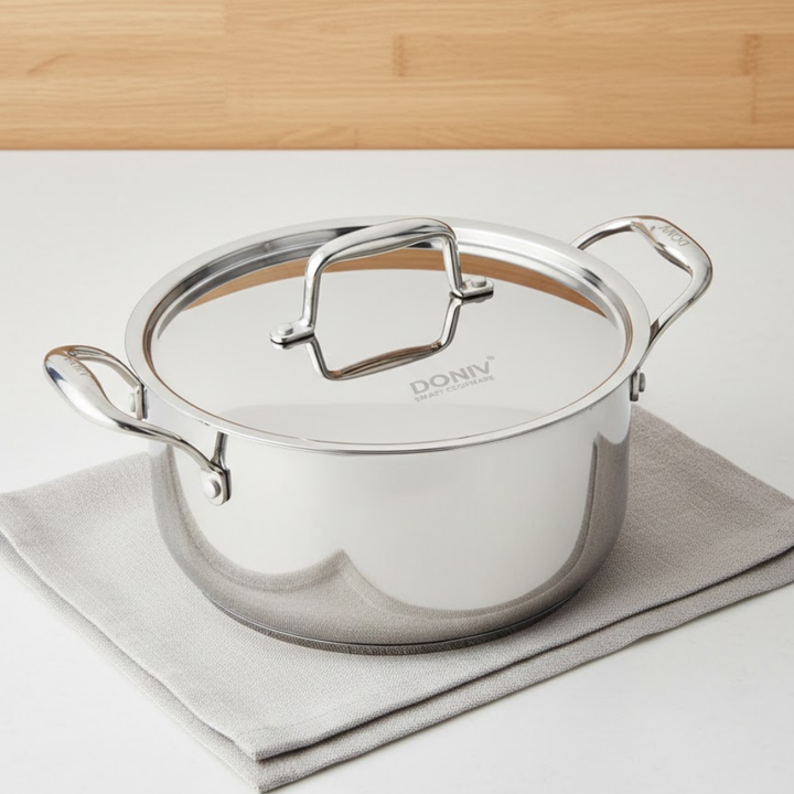 VINOD Doniv Titanium Triply Stainless Steel Sauce Pot with Cover 24 cms, Capacity 5.00 Liter