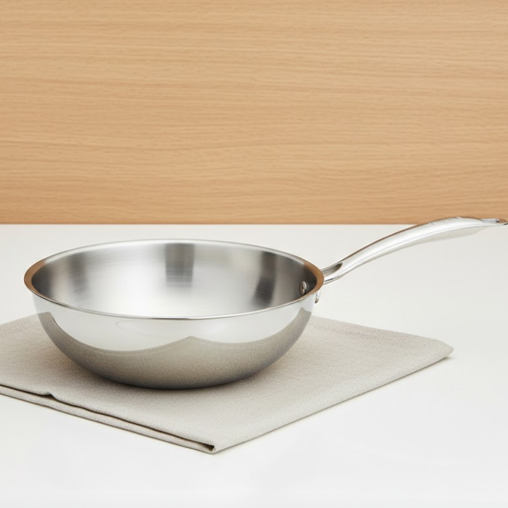 VINOD Doniv Titanium Triply Stainless Steel Wok 26 cms, Capacity 3.30 Liter