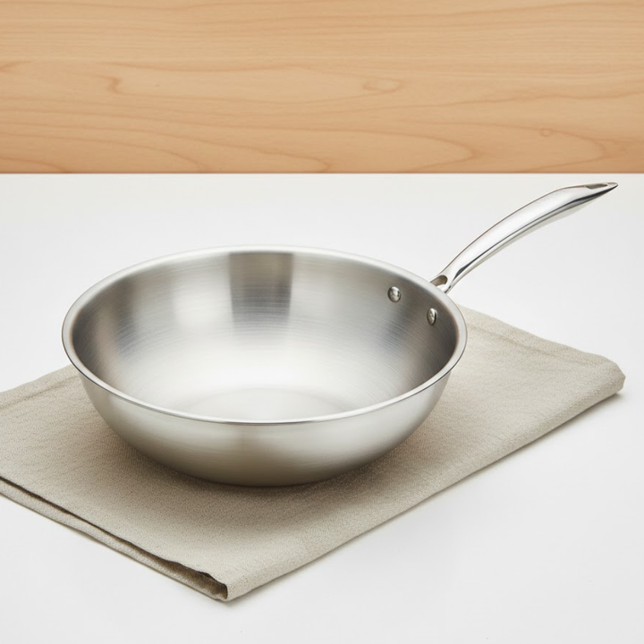 VINOD Doniv Titanium Triply Stainless Steel Wok 26 cms, Capacity 3.30 Liter