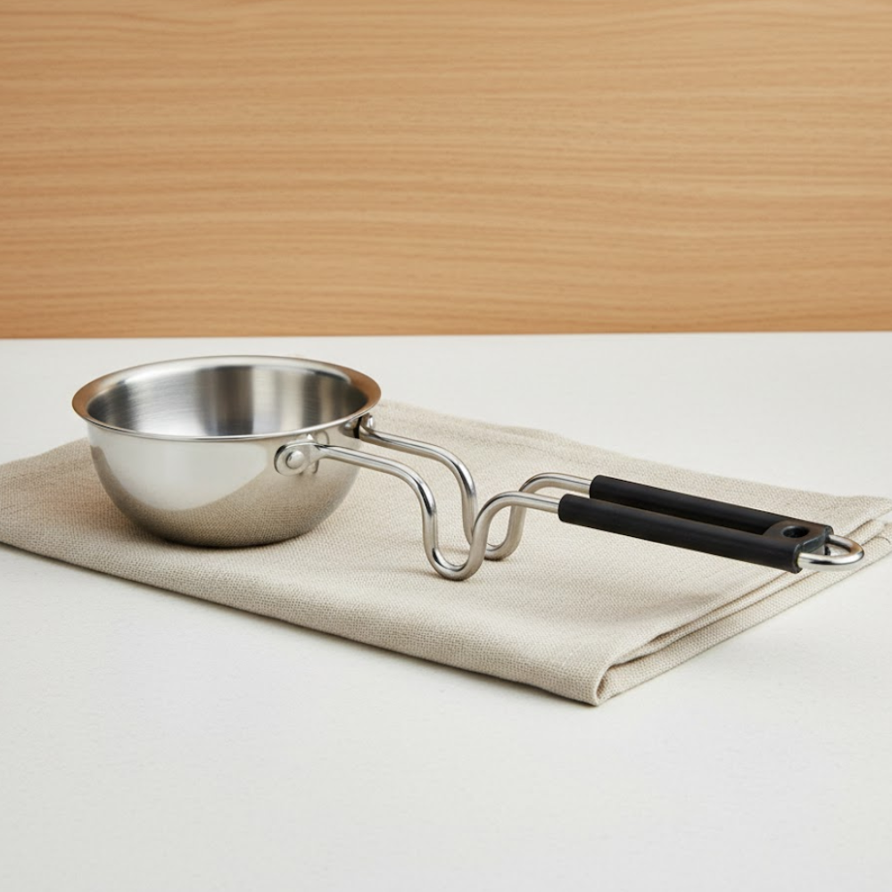 Vinod Claro heavy gauge stainless steel plain tadka pan, 1.5 mm, top view