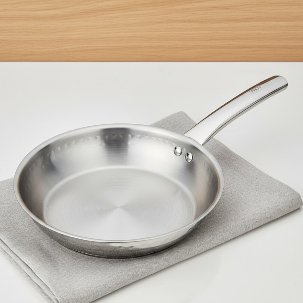 Vinod – Claro Heavy Gauge Stainless Steel Hammered Fry Pan with 1.5 mm Thickness 1400 ml