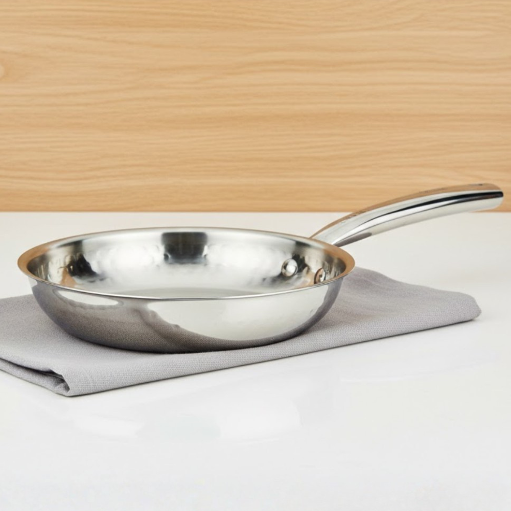 Vinod – Claro Heavy Gauge Stainless Steel Hammered Fry Pan with 1.5 mm Thickness 1400 ml