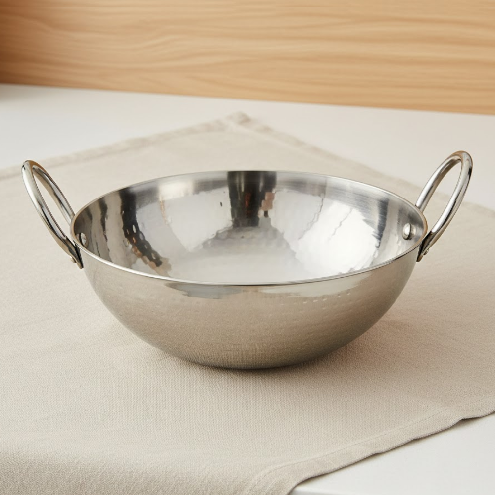 विनोद - क्लारो हेवी गेज स्टेनलेस स्टील हैमर्ड कढ़ाई, 2.5 मिमी (1400 मिलीलीटर)