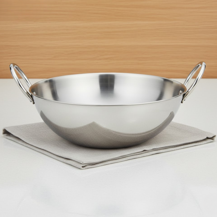 Vinod – Claro Heavy Gauge Stainless Steel Plain Kadai, 2.5 mm (800 ml)