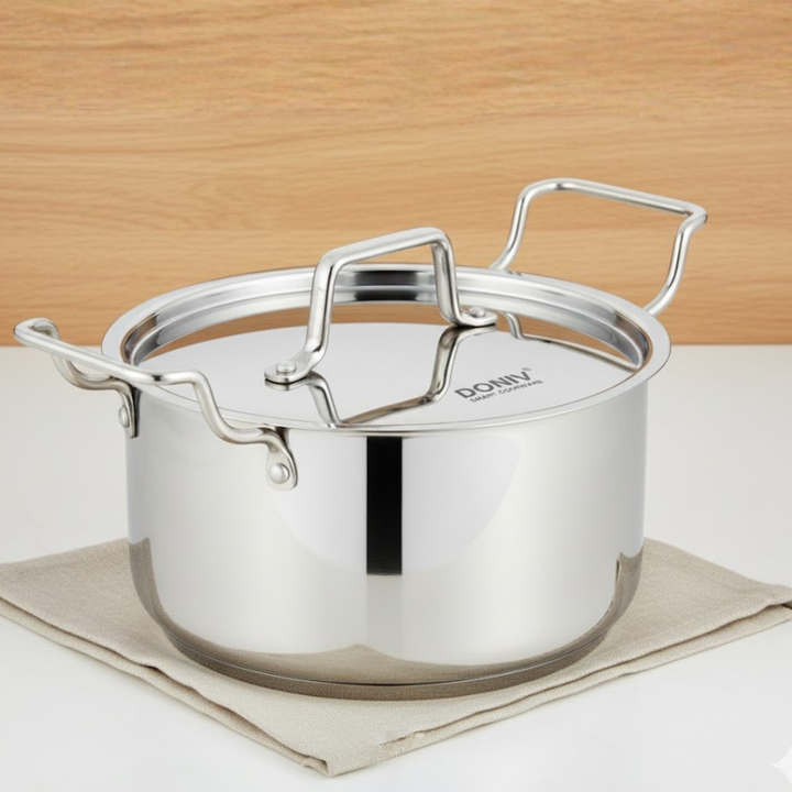Vinod – Doniv Majestic Stainless Steel Sandwich Bottom Sauce Pot With Lid 20 cm/3.2 ltr – Induction Friendly