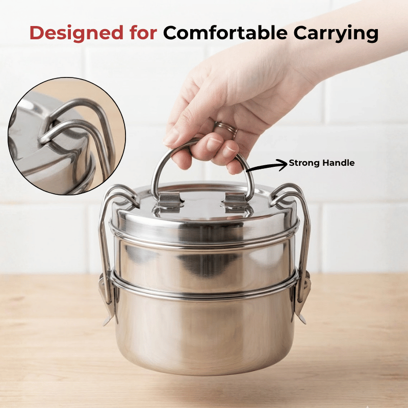 Vinod Stainless Steel Lunch Tiffin, in-use view