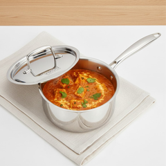 Vinod – Doniv Titanium Triply Stainless Steel Sauce Pan with Cover 14 cm, Capacity 1 Liter, Induction Friendly