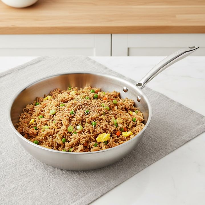 VINOD Doniv Titanium Triply Stainless Steel Wok 26 cms, Capacity 3.30 Liter