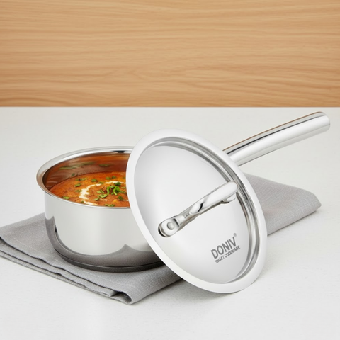 Vinod Doniv Stainless Steel Majestic Sandwich Bottom Sauce Pan, front view
