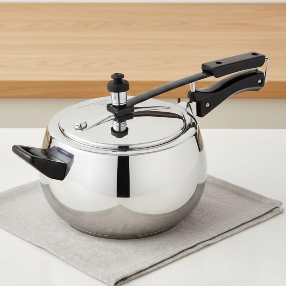 विनोद - डोनिव स्टेनलेस स्टील सैंडविच बॉटम प्रेशर कुकर इनर लिड के साथ 5 लीटर (अमेज़ सीरीज़) - इंडक्शन फ्रेंडली