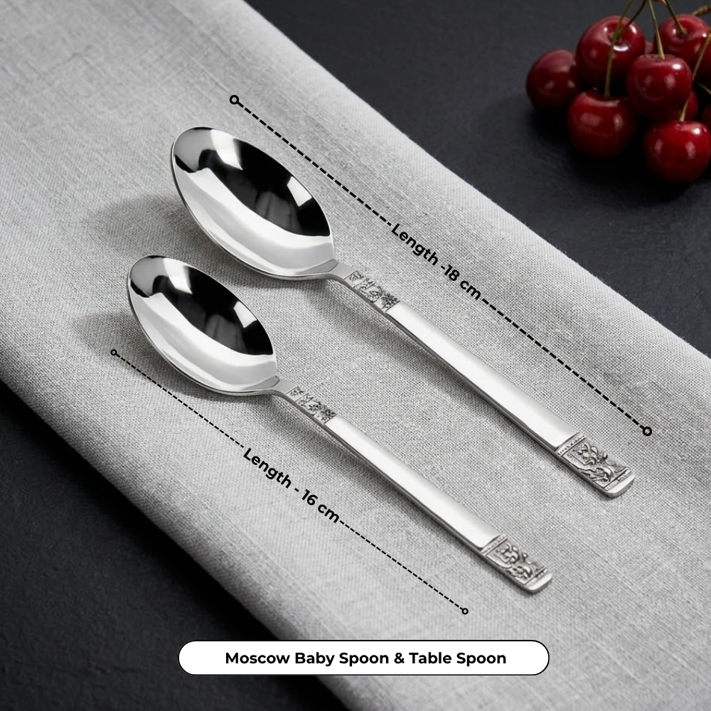 Vinod Stainless Steel Moscow Cutlery 21 piece set, top view
