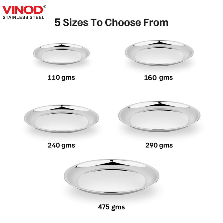 विनोद स्टेनलेस स्टील चाइना प्लेट, लंच और डिनर प्लेट, 6 पीस का सेट, व्यास 28 सेमी
