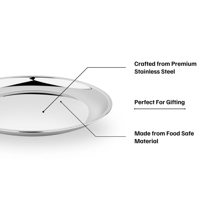 विनोद स्टेनलेस स्टील चाइना डिश / सर्विंग डिश / सलाद प्लेट / स्नैक प्लेट, 6 पीस का सेट, व्यास 17.5 सेमी