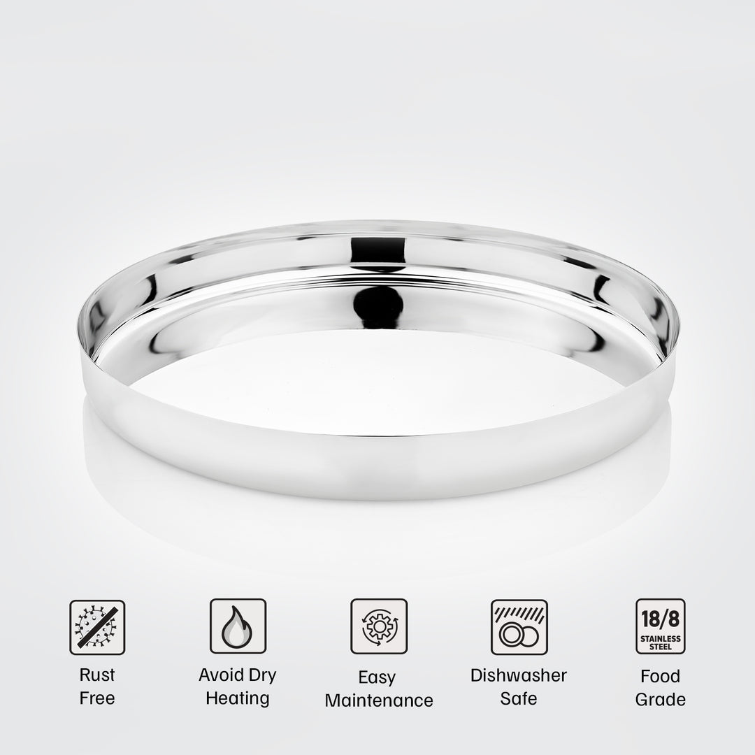 विनोद स्टेनलेस स्टील खुमचा थाली 2 का सेट, आकार: 30 सेमी