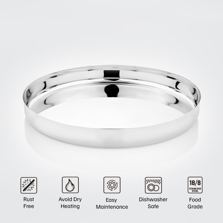 विनोद स्टेनलेस स्टील खुमचा थाली 2 का सेट, आकार: 30 सेमी